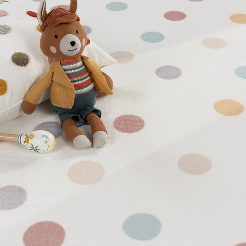 Kurzflor Teppich Polyester| Gemütlicher Flachflor fürs Kinderzimmer | Mehrfarbig