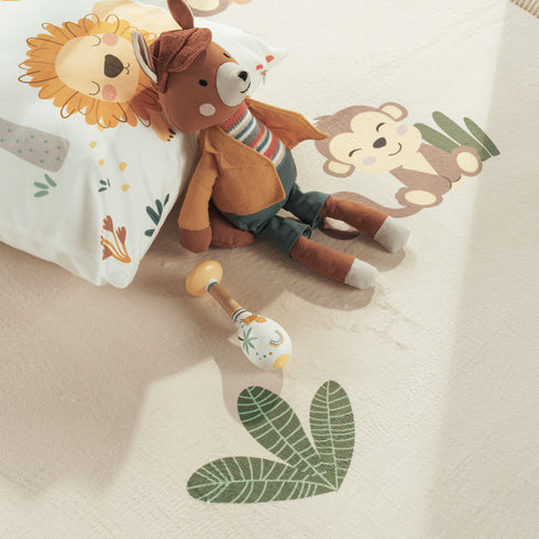 Kurzflor Teppich Polyester| Gemütlicher Flachflor fürs Kinderzimmer | Mehrfarbig Rund