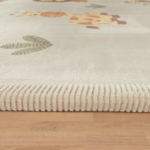 Kurzflor Teppich Polyester| Gemütlicher Flachflor fürs Kinderzimmer | Mehrfarbig Rund