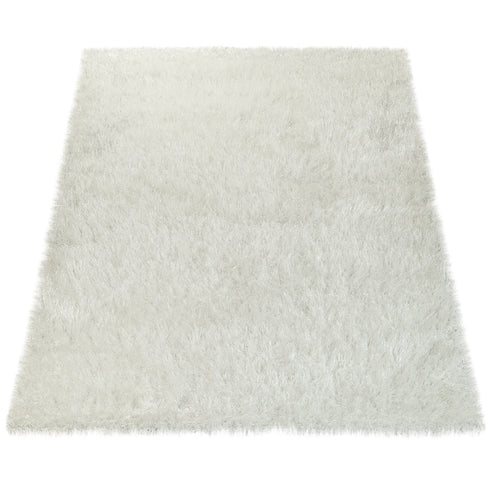 Hochflor Teppich | Flauschiger Hochflor für Wohnzimmer und Schlafzimmer | Weiß