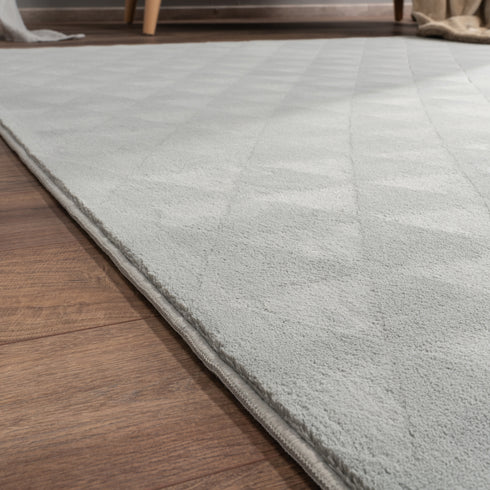 Kurzflor Teppich Polyester | Modernes Design für Wohnzimmer, Esszimmer, Schlafzimmer | Grau