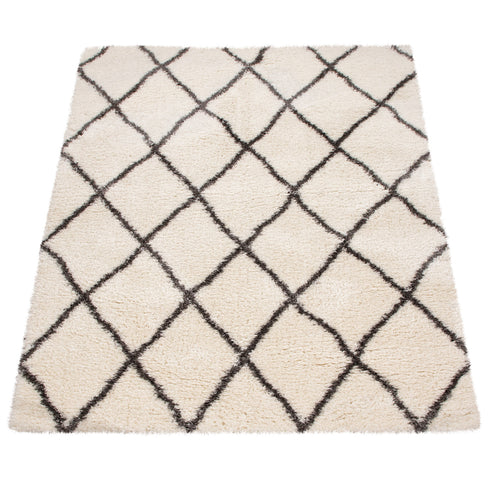 Hochflor Teppich | Gemütlicher Teppich für Wohnzimmer, Esszimmer, Schlafzimmer oder Kinderzimmer | Creme