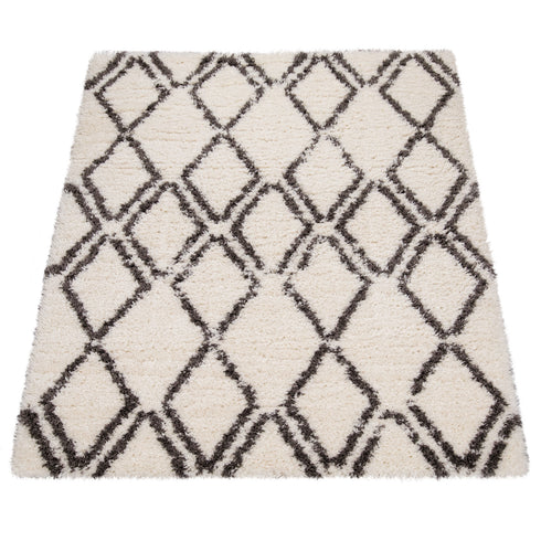 Hochflor Teppich | Gemütlicher Teppich für Wohnzimmer, Esszimmer, Schlafzimmer oder Kinderzimmer | Creme