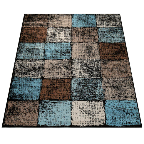 Kurzflor Teppich aus Polypropylen | Ideal für Wohnzimmer, Esszimmer, Schlafzimmer oder Kinderzimmer | Braun