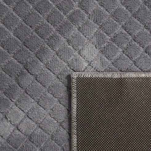 Kurzflor Teppich | Gemütlicher Flachflor für Wohnzimmer, Esszimmer, Schlafzimmer oder Kinderzimmer | Anthrazit