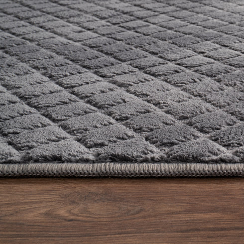 Kurzflor Teppich | Gemütlicher Flachflor für Wohnzimmer, Esszimmer, Schlafzimmer oder Kinderzimmer | Anthrazit