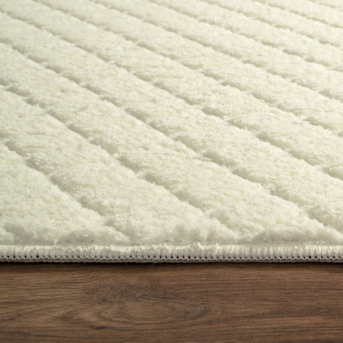 Kurzflor Teppich | Gemütlicher Flachflor für Wohnzimmer, Esszimmer, Schlafzimmer oder Kinderzimmer | Creme