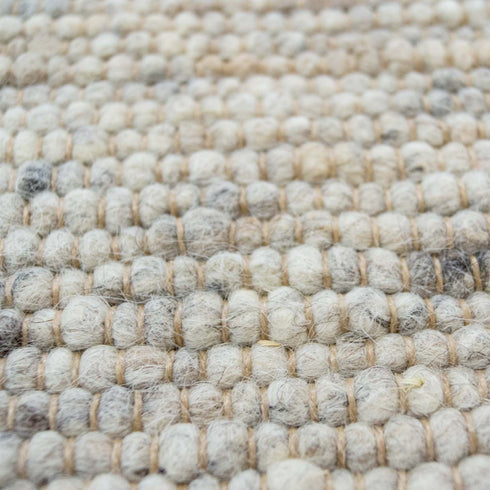 Wollteppich Gewalkt | Reine Schur-Wolle Handweb Teppich im Skandinavischen Design | Natur Grau Meliert