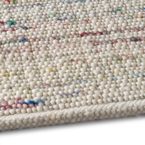 Wollteppich Natur | Reine Schur-Wolle Handweb Teppich im Skandinavischen Design | Multi