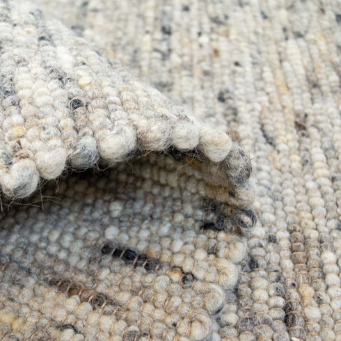 Wollteppich Gewalkt | Reine Schur-Wolle Handweb Teppich im Skandinavischen Design | Grau Meliert