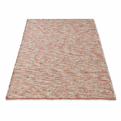 Wollteppich Gewalkt | Reine Schur-Wolle Handweb Teppich mit DUO Schuss | Rot
