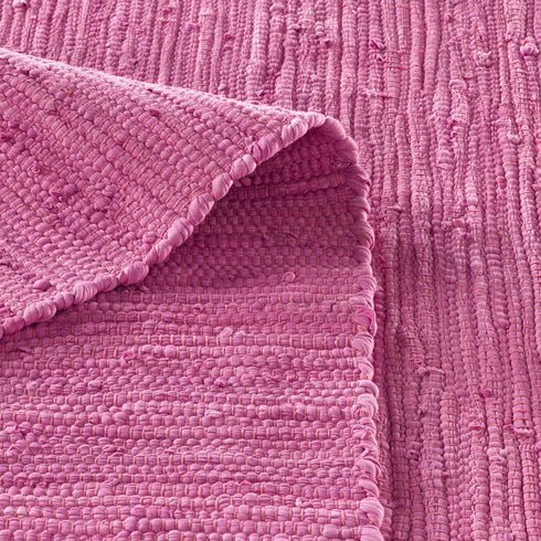 Flicken-Teppich 100% Baumwolle | Waschbarer Fleckerl mit Fransen | Berry