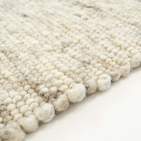 Wollteppich Gewalkt | Reine Schur-Wolle Handweb Teppich im Skandinavischen Design | Natur Meliert