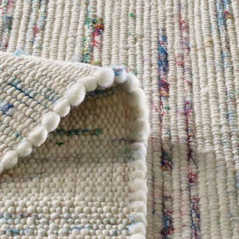 Wollteppich Natur | Reine Schur-Wolle Handweb Teppich im Skandinavischen Design | Multi