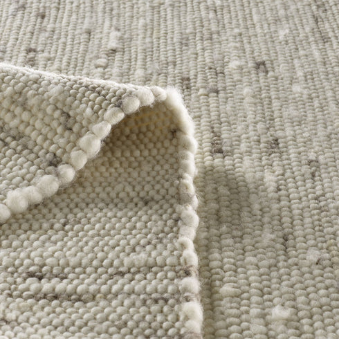 Wollteppich Natur | Reine Schur-Wolle Handweb Teppich im Skandinavischen Design | Hellgrau Meliert