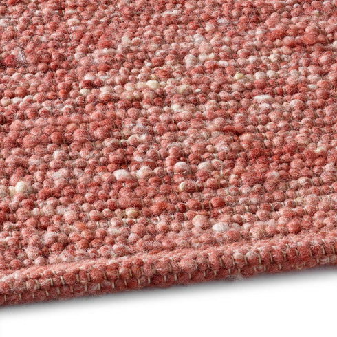 Wollteppich Natur | Reine Schur-Wolle Handweb Teppich im Skandinavischen Design | Rot