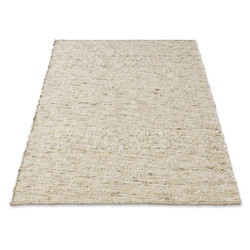 Wollteppich Gewalkt | Reine Schur-Wolle Handweb Teppich mit DUO Schuss | Natur