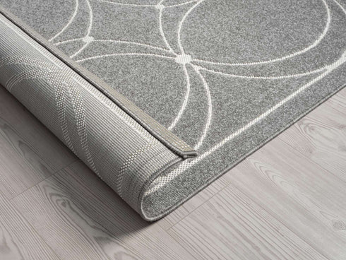 Outdoor Teppich Wetterfest Waschbar im modernen Florentiner Design | Für Drinnen und Draußen | Terrasse Balkon Garten Wohnzimmer Badezimmer Küche | Grau Kreise