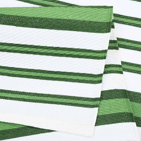 Outdoor Teppich | Für Drinnen und Draußen | Wetterfester Wendeteppich | Leichtgewicht | Grün Streifen
