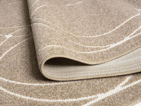 Outdoor Teppich Wetterfest Waschbar im modernen Florentiner Design | Für Drinnen und Draußen | Terrasse Balkon Garten Wohnzimmer Badezimmer Küche | Beige Kreise