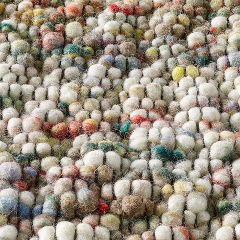 Wollteppich Gewalkt | Reine Schur-Wolle Handweb Teppich mit Schwarzer Kette | Multi