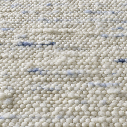 Wollteppich Natur | Reine Schur-Wolle Handweb Teppich im Skandinavischen Design | Blau Meliert