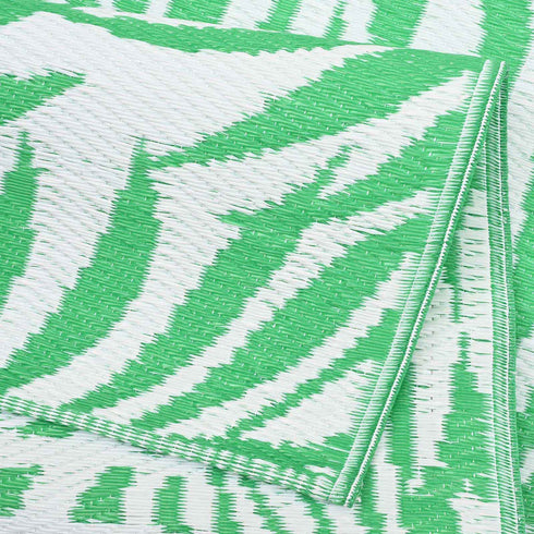 Outdoor Teppich | Für Drinnen und Draußen | Wetterfester Wendeteppich | Leichtgewicht | Hellgrün Palmenblätter