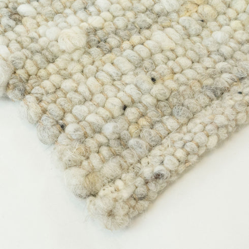 Wollteppich Natur | Reine Schur-Wolle Handweb Teppich im Skandinavischen Design | Grau Beige