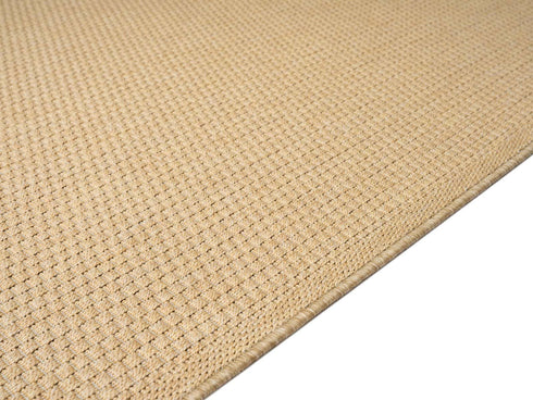 Outdoor Teppich Wetterfest in Sisal Bordüren Optik | Für Drinnen und Draußen | Terrasse Balkon Garten Wohnzimmer Badezimmer Küche | Beige