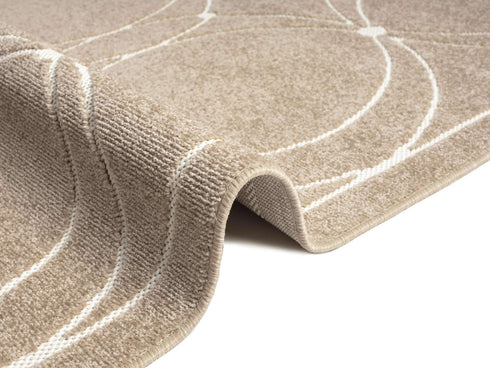 Outdoor Teppich Wetterfest Waschbar im modernen Florentiner Design | Für Drinnen und Draußen | Terrasse Balkon Garten Wohnzimmer Badezimmer Küche | Beige Kreise