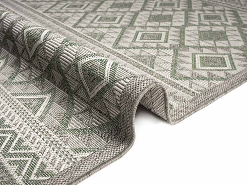 Outdoor Teppich | Für Drinnen und Draußen | Terrasse Balkon Garten Wohnzimmer Badezimmer Küche Flur Läufer | Grün