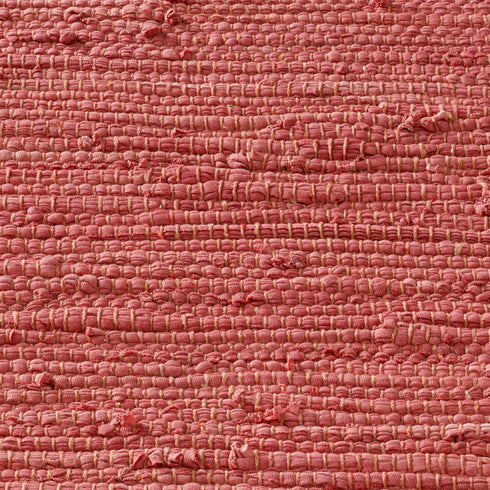 Flicken-Teppich 100% Baumwolle | Waschbarer Fleckerl mit Fransen | Rot