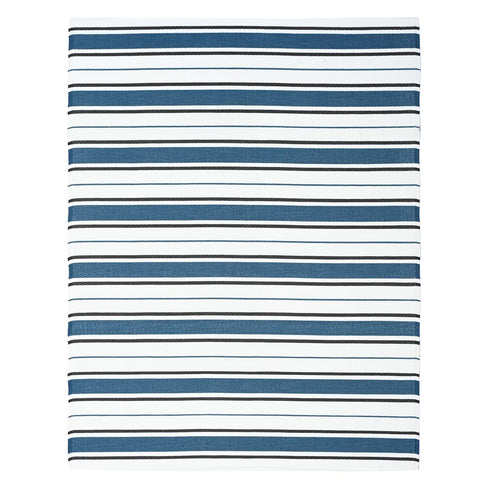 Outdoor Teppich | Für Drinnen und Draußen | Wetterfester Wendeteppich | Leichtgewicht | Blau Streifen