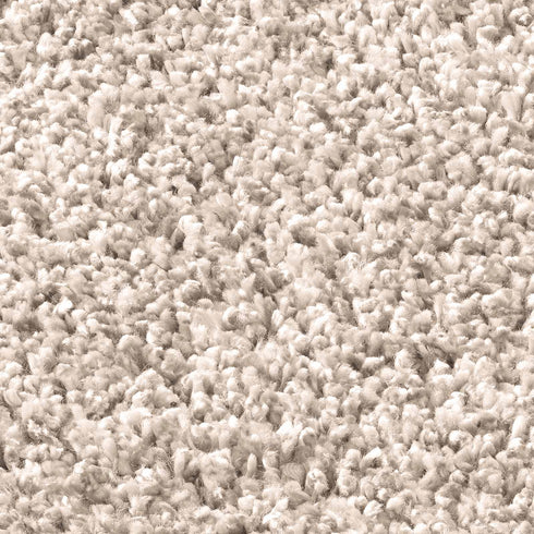 Shaggy Teppich | Flauschiger Langflor fürs Wohnzimmer, Esszimmer, Schlafzimmer oder Kinderzimmer | Creme Rund