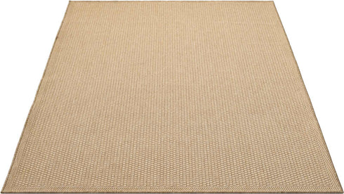 Outdoor Teppich Wetterfest in Sisal Bordüren Optik | Für Drinnen und Draußen | Terrasse Balkon Garten Wohnzimmer Badezimmer Küche | Beige