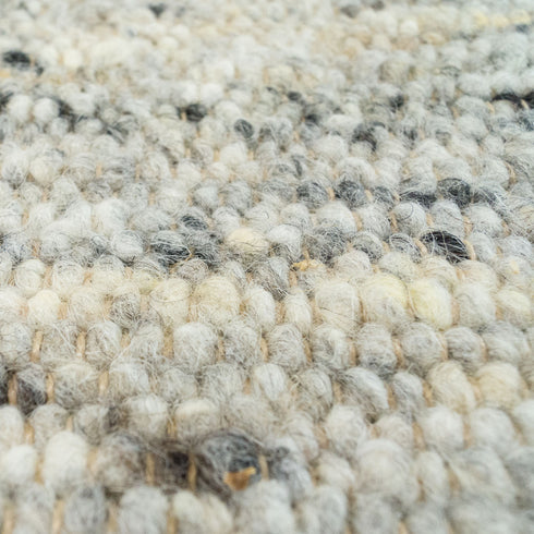 Wollteppich Natur | Reine Schur-Wolle Handweb Teppich im Skandinavischen Design | Grau Meliert