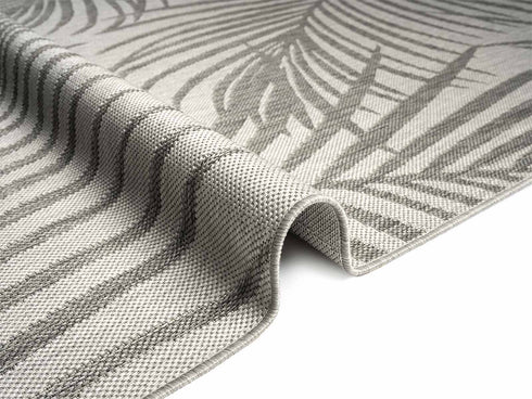 Outdoor Teppich | Für Drinnen und Draußen | Terrasse Balkon Garten Wohnzimmer Badezimmer Küche Flur Läufer | Grau Rund