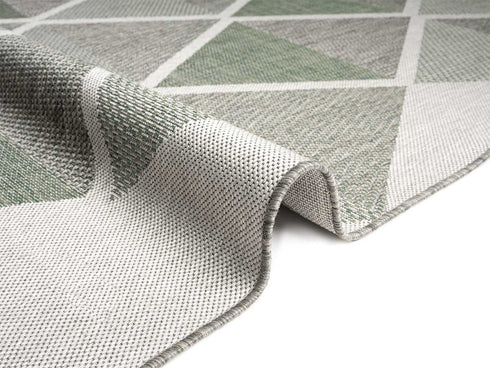 Outdoor Teppich | Für Drinnen und Draußen | Terrasse Balkon Garten Wohnzimmer Badezimmer Küche Flur Läufer | Grün Rund