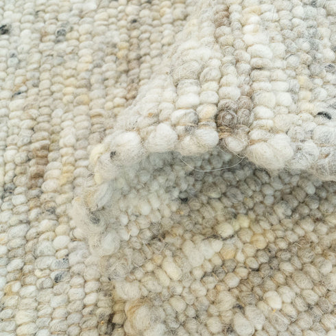 Wollteppich Natur | Reine Schur-Wolle Handweb Teppich im Skandinavischen Design | Grau Beige