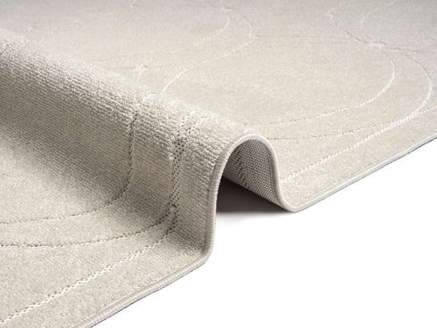 Outdoor Teppich Wetterfest Waschbar im modernen Florentiner Design | Für Drinnen und Draußen | Terrasse Balkon Garten Wohnzimmer Badezimmer Küche | Creme Kreise