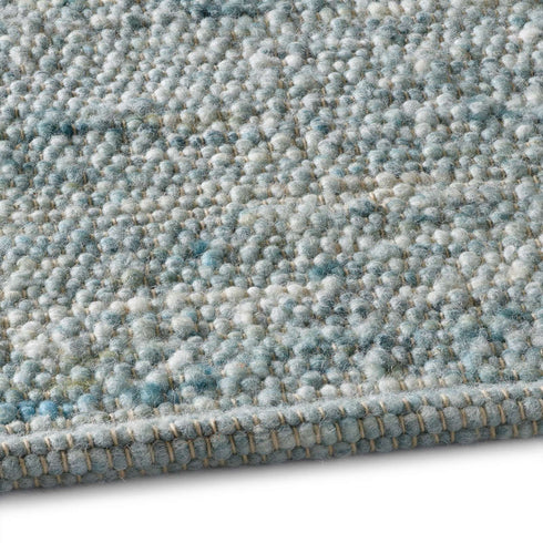 Wollteppich Natur | Reine Schur-Wolle Handweb Teppich im Skandinavischen Design | Grün