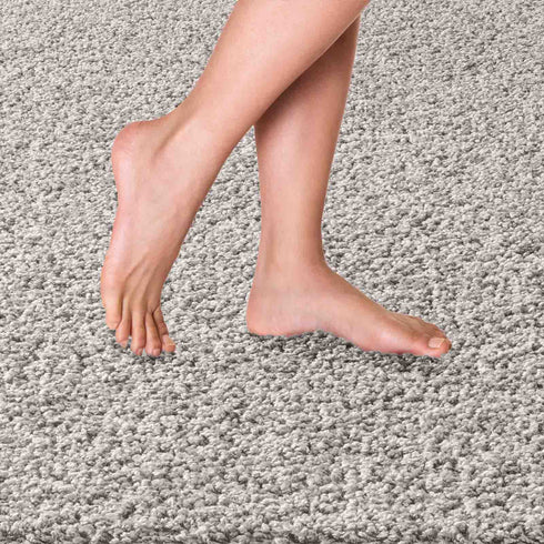 Waschbarer Shaggy | Ideal auch als Badematte | Wohnzimmer Badezimmer Küche Flur Läufer | Grau