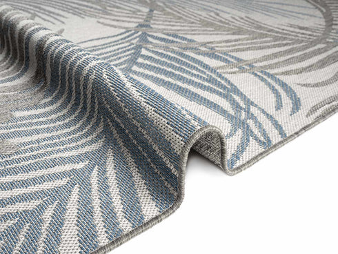 Outdoor Teppich | Für Drinnen und Draußen | Terrasse Balkon Garten Wohnzimmer Badezimmer Küche Flur Läufer | Blau