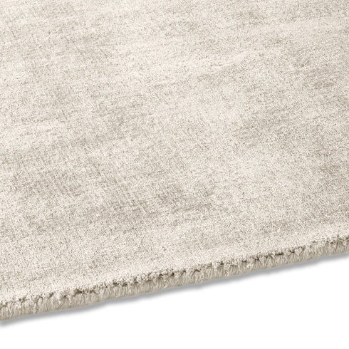 Kurzflor Teppich Viskose Handgewebt | Flauschiger Flachflor fürs Wohnzimmer, Esszimmer, Schlafzimmer oder Kinderzimmer | Creme