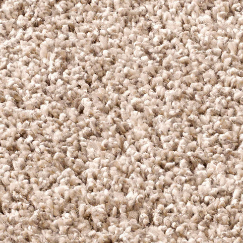 Shaggy Teppich | Flauschiger Langflor fürs Wohnzimmer, Esszimmer, Schlafzimmer oder Kinderzimmer | Beige Rund
