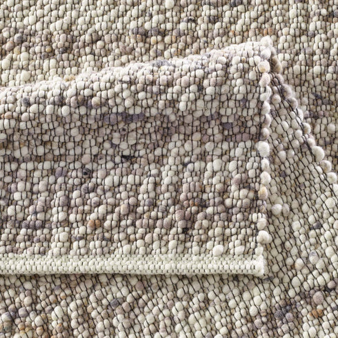 Wollteppich Gewalkt | Reine Schur-Wolle Handweb Teppich mit Schwarzer Kette | Braun