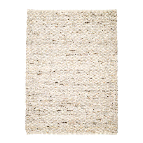 Wollteppich Natur | Reine Schur-Wolle Handweb Teppich im Skandinavischen Design | Sand Multi