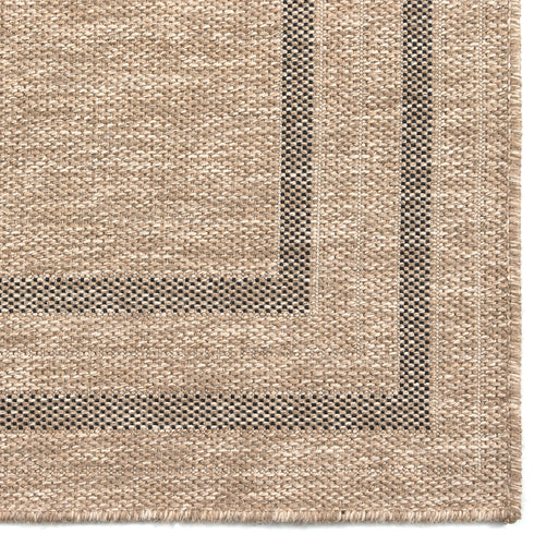 Outdoor Teppich Wetterfest in Sisal Jute Optik | Für Drinnen und Draußen | Terrasse Balkon Garten Wohnzimmer Badezimmer Küche | Bordüre B