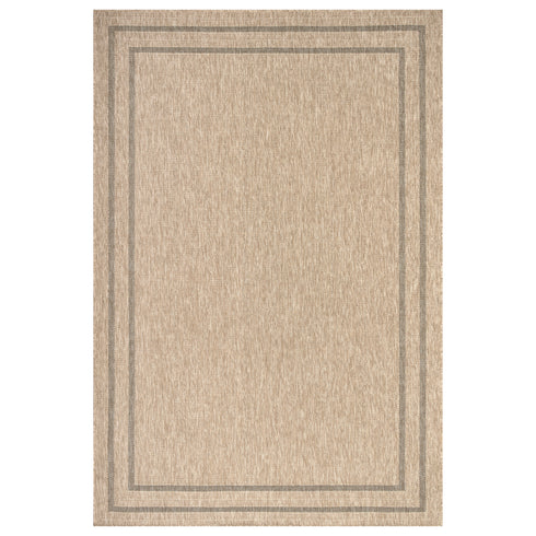 Outdoor Teppich Wetterfest in Sisal Jute Optik | Für Drinnen und Draußen | Terrasse Balkon Garten Wohnzimmer Badezimmer Küche | Bordüre B