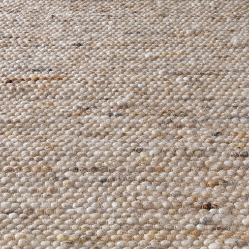 Wollteppich Gewalkt | Reine Schur-Wolle Handweb Teppich im Skandinavischen Design | Sand